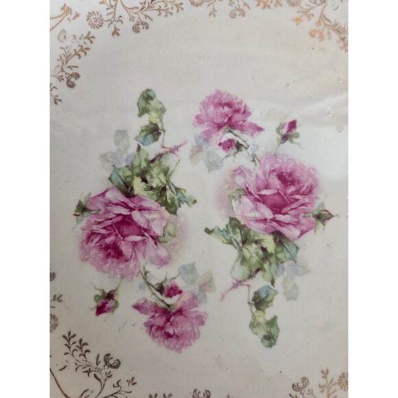 Antique Sèvres Plate Pink Roses & Gold Gilt Fleur-de-Lis Mark France 10.5" - Picture 5 of 8